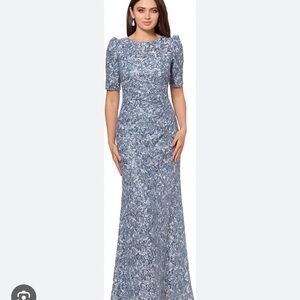 Xscape Blue Sequined Gown
